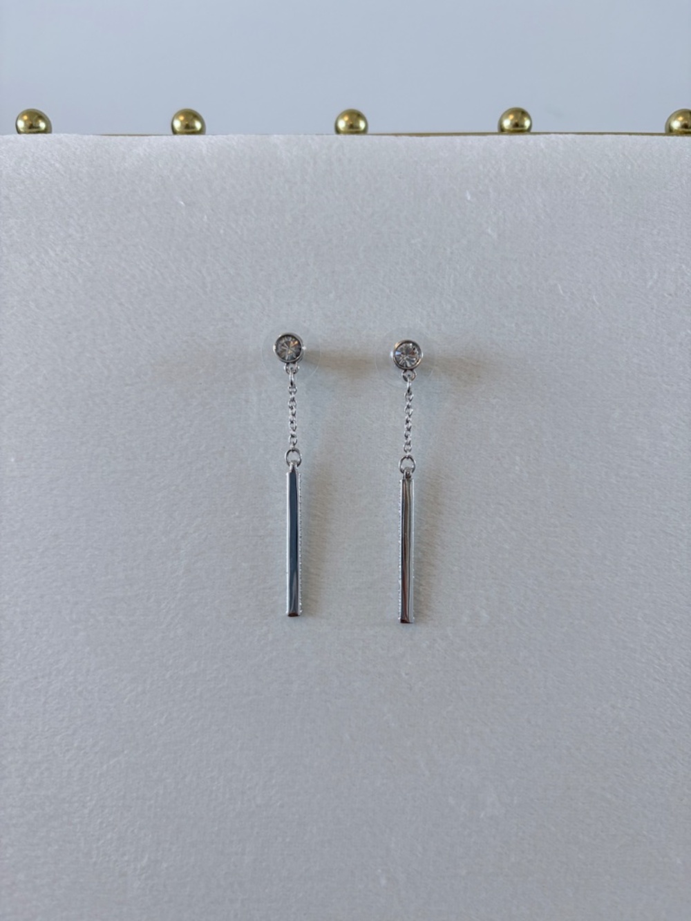 Swarovski Bar Drop Earrings Silver Tone Linear Dangle